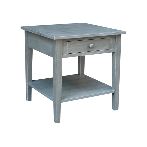 International Concepts Rectangle Spencer End Table, 24 in W X 24 in L X 25 in H, Wood, Heather Grey-Antique Washed OT105-8E